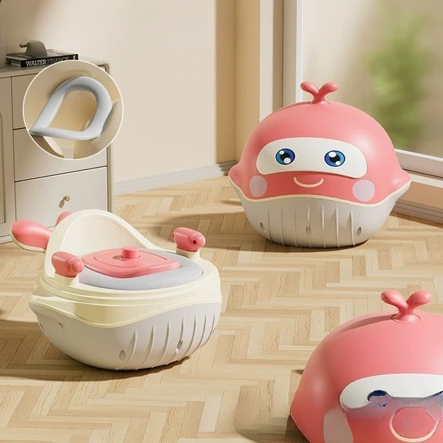 Olita 2in1, model balena, cu reductor wc, din plastic, cu muzica si lumini, 36 x 41 x 20 cm, roz [2]