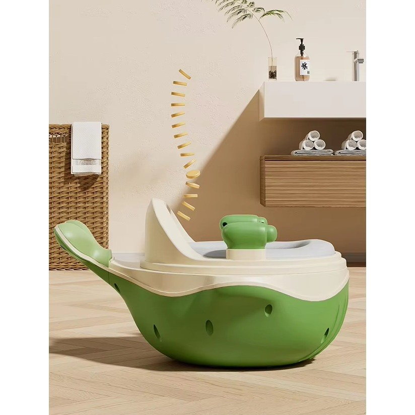 Olita 2in1, model balena, cu reductor wc, din plastic, cu muzica si lumini, 36 x 41 x 20 cm, verde [3]
