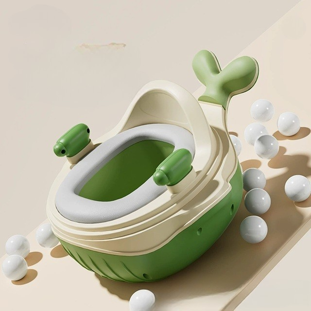 Olita 2in1, model balena, cu reductor wc, din plastic, cu muzica si lumini, 36 x 41 x 20 cm, verde [5]