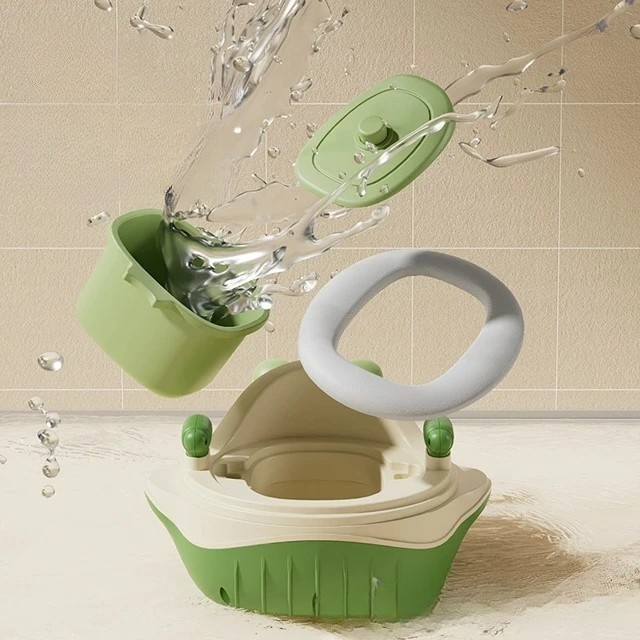 Olita 2in1, model balena, cu reductor wc, din plastic, cu muzica si lumini, 36 x 41 x 20 cm, verde [4]
