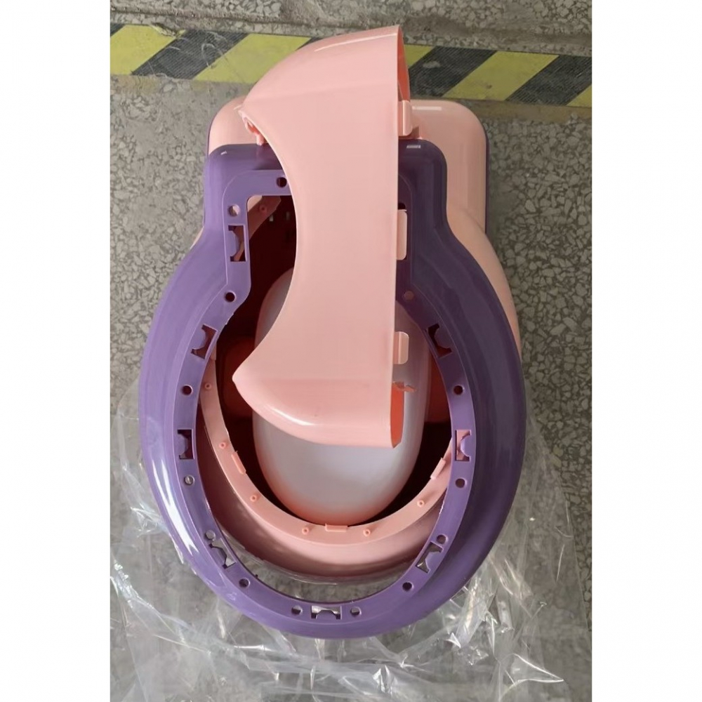 Olita bebelusi, pentru copii 1 - 8 ani, model toaleta adulti, colac moale pvc, compartiment detasabil, cutie depozitare hartie, 34 x 32 x 19 cm, roz/mov [7]