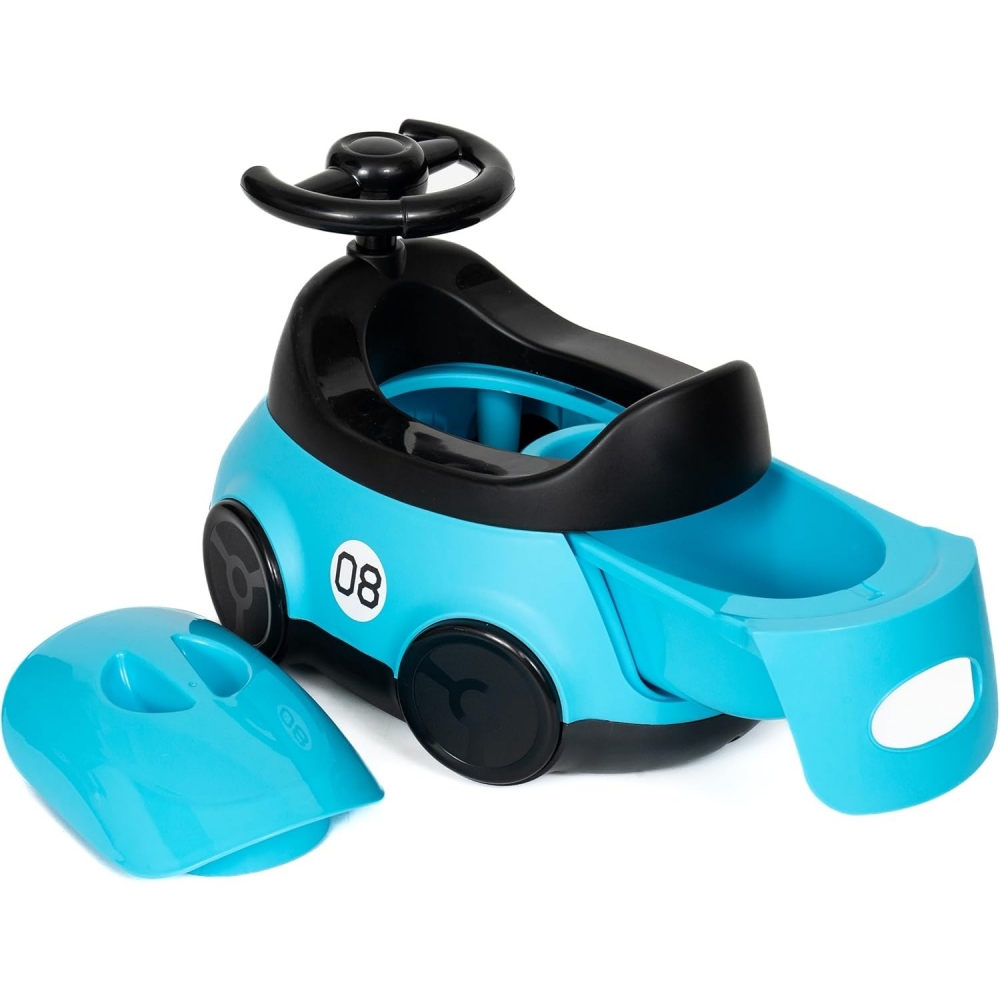 Olita pentru copii, +1an, portabila, design masinuta cu capac, model prietenos, non-toxic, compartiment detasabil, usor de curatat, albastru [5]