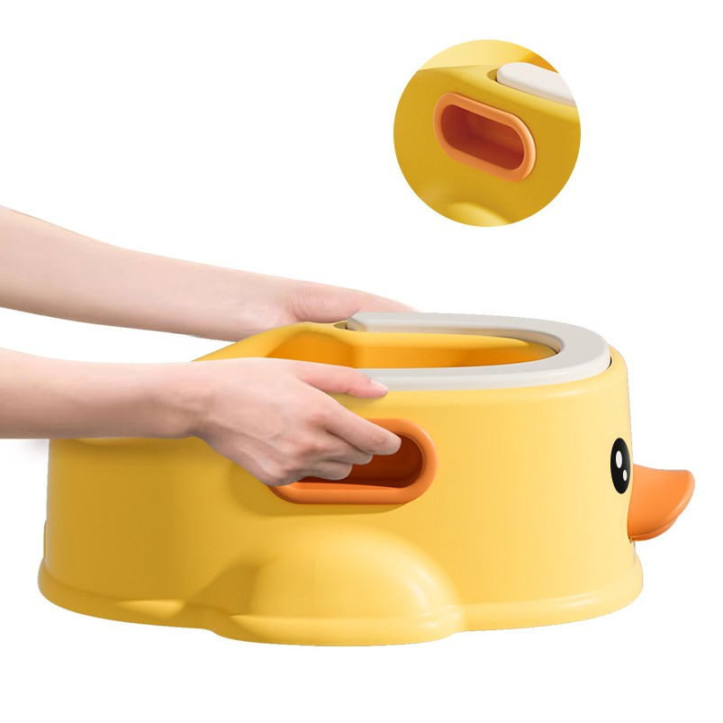 Olita pentru copii, +1an, portabila, design ratusca, model prietenos, non-toxic, compartiment detasabil, cu maner, usor de curatat, galben [8]