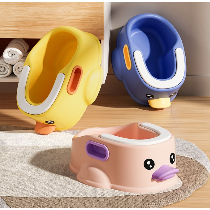 Olita pentru copii, +1an, portabila, design ratusca, model prietenos, non-toxic, compartiment detasabil, cu maner, usor de curatat, galben [2]