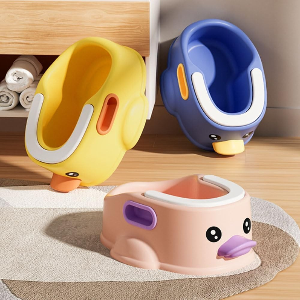 Olita pentru copii, +1an, portabila, design ratusca, model prietenos, non-toxic, compartiment detasabil, cu maner, usor de curatat, roz [2]