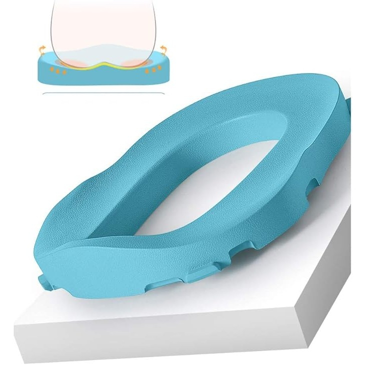 Olita pentru copii, +6 luni, detasabila, cu capac, antiderapanta, din plastic, colac moale, model ratusca, 38x32x30 cm, albastru [6]