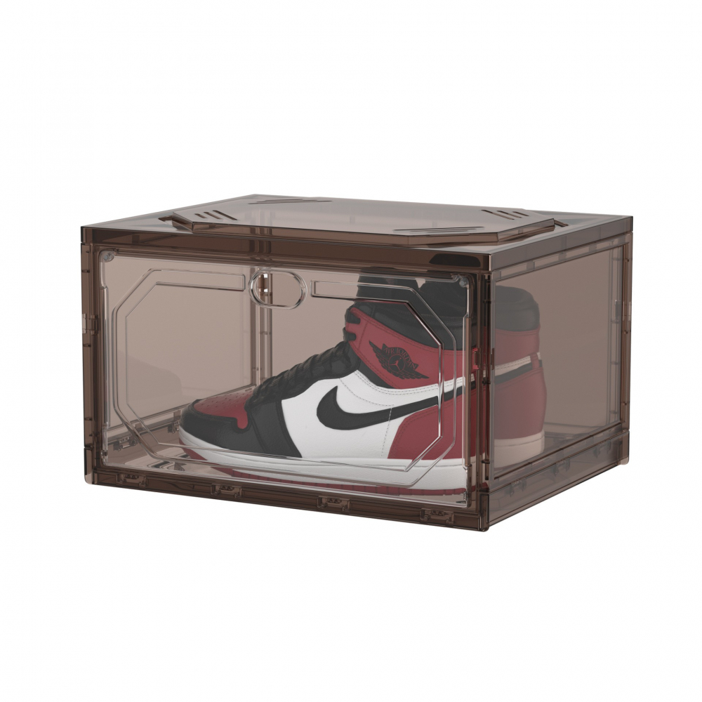 Organizator de pantofi, din pp+abs, usa laterala magnetica, rezistenta la praf, anti-oxidare, utilizare multipla, 36 x 28 x 21 cm, gri transparent [1]