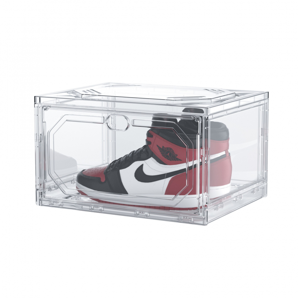 Organizator de pantofi, din pp+abs, usa laterala magnetica, rezistenta la praf, anti-oxidare, utilizare multipla, 36 x 28 x 21 cm, transparent [1]