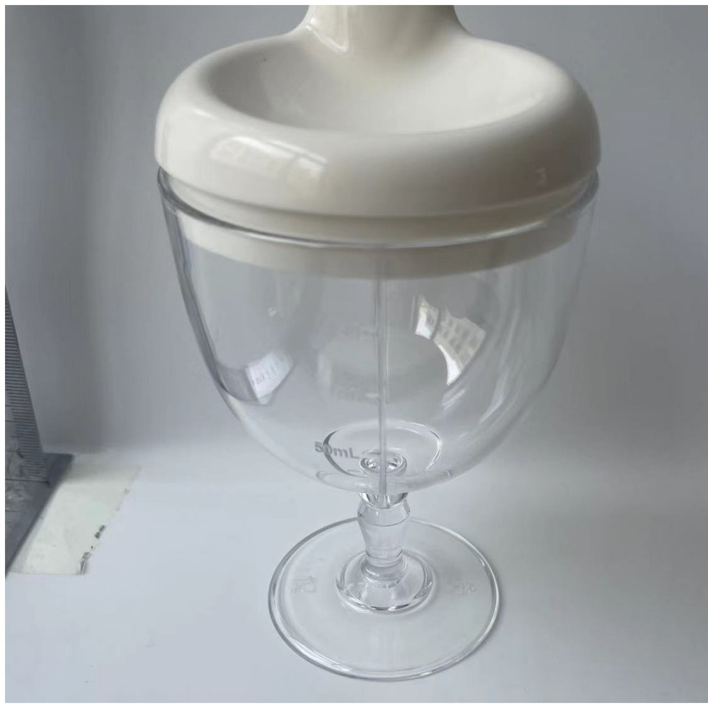 Pahar din plastic transparent cu picior, pentru copii, 14 x 7.7 cm, cu cioc antiscurgere, + 3 ani, fara maner, alb [5]