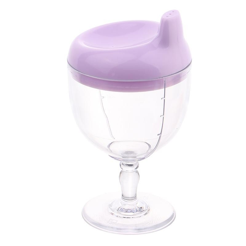 Pahar din plastic transparent cu picior, pentru copii, 14 x 7.7 cm, cu cioc antiscurgere, + 3 ani, fara maner, mov [8]