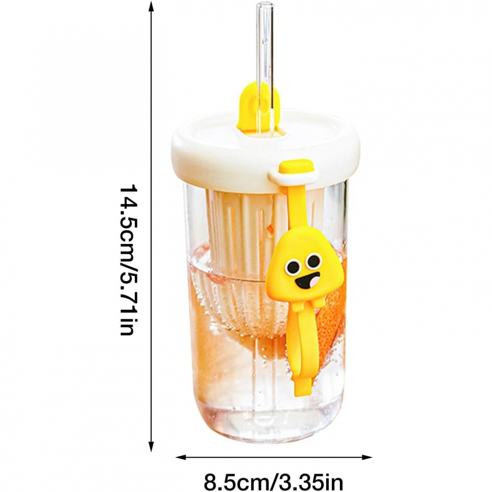 Pahar din silicon, cu capac si pai, pentru copii, anti-cadere, compartiment pentru fructe/ceai/gheata, rezistent la temperaturi inalte, 500ml, alb, 14.5x8.8x20 cm [3]