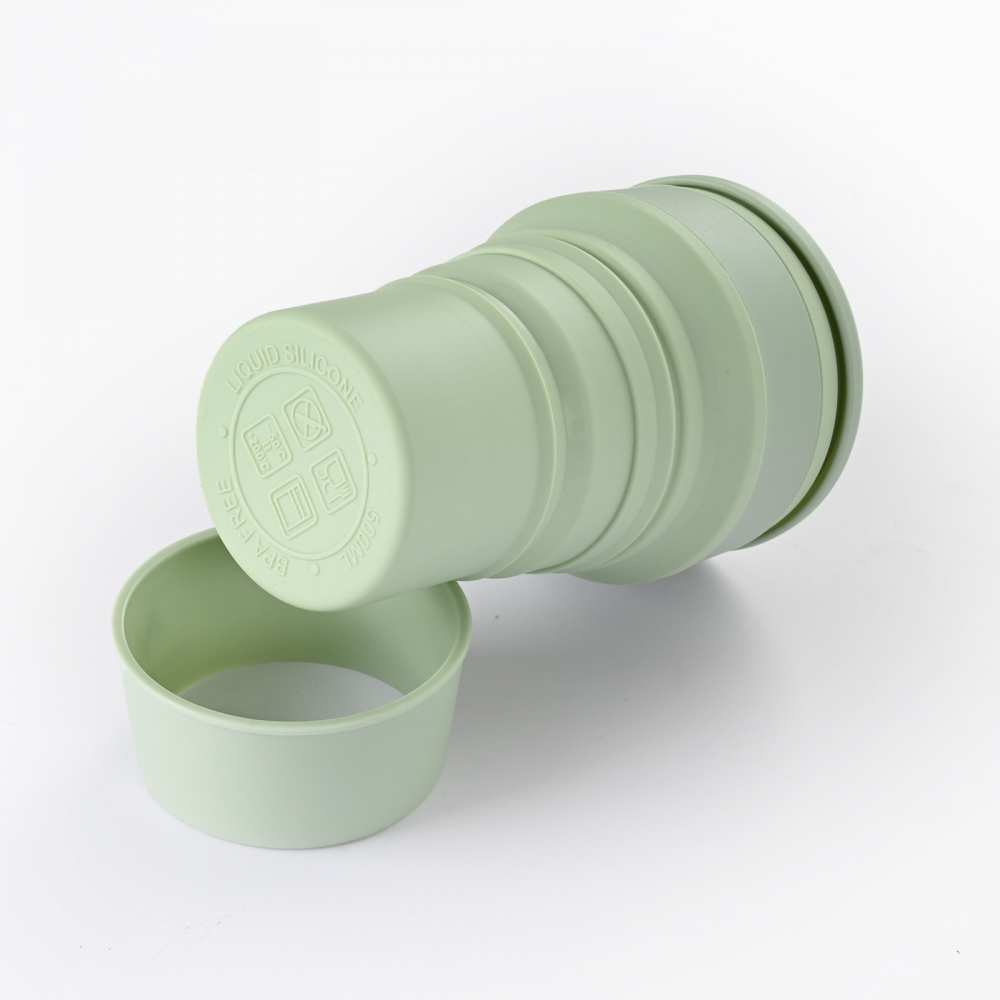 Pahar pliabil din silicon  pentru calatorii, camping, 350 ml,  8.2x6.3x9.1 cm, verde [8]