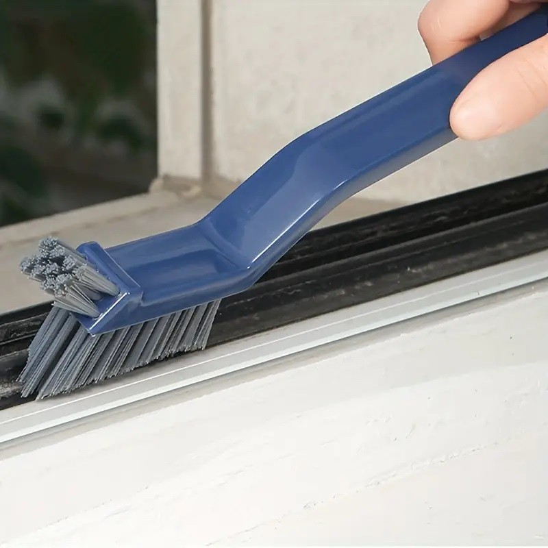 Perie 3in1 de curatat podele si rosturi, lungime maner 28 cm, peri din pp, otel si plastic, cleste pentru scame si par inclus, albastru [7]