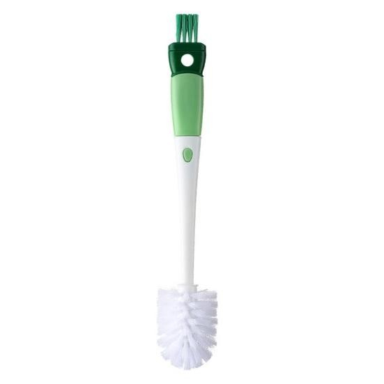 Perie 5 in 1 de curatat pahare, cani, sticle, cu maner lung, accesorii pentru spalarea paielor si capacelor, usor de agatat, 36x7x7cm, verde-alb [2]
