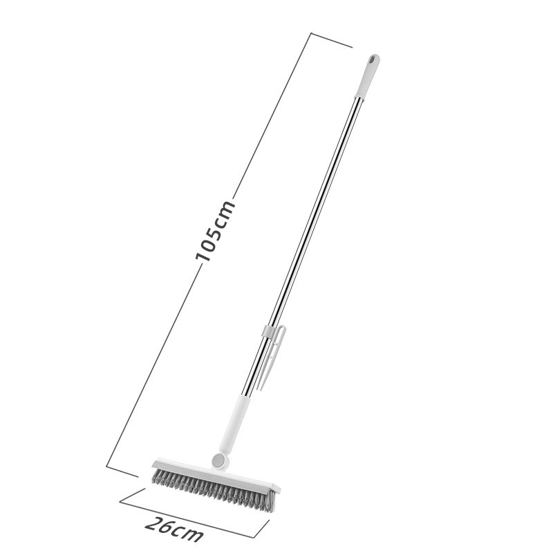 Perie de curatare pentru podele si rosturi, lungime maner 105 cm, capat pivotant 180 grade, peri din pp, otel si plastic, cleste pentru scame si par inclus, alb [5]
