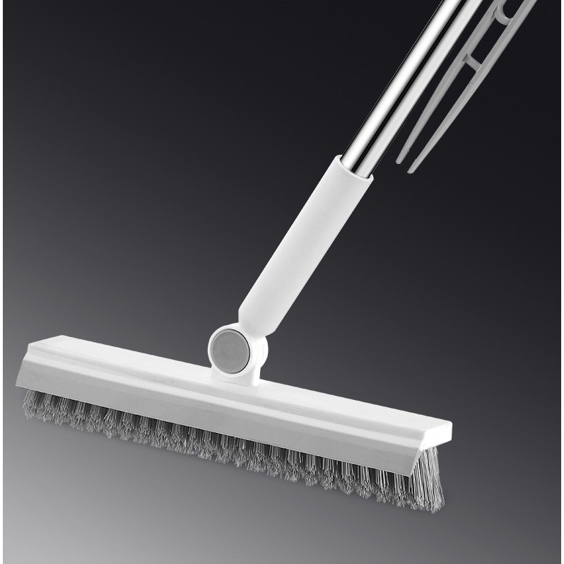 Perie de curatare pentru podele si rosturi, lungime maner 105 cm, capat pivotant 180 grade, peri din pp, otel si plastic, cleste pentru scame si par inclus, alb [2]