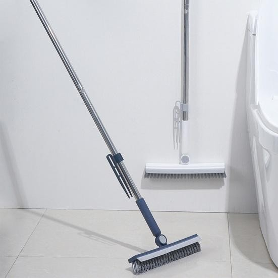 Perie de curatare pentru podele si rosturi, lungime maner 105 cm, capat pivotant 180 grade, peri din pp, otel si plastic, cleste pentru scame si par inclus, albastru [6]