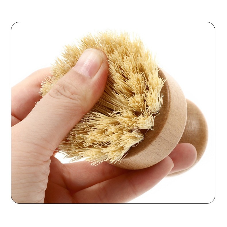Perie de curatat vase si alimente, din lemn de fag, 8 x 5 cm, perie din sisal, bej [9]