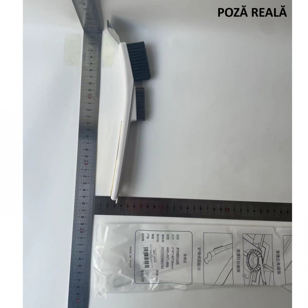 Perie de sarma pentru bucatarie, din doua bucati, maner lung cu gaura de prindere, peri din otel, anti-reziduu, anti-murdarie, 24.5x2.7x6.7cm, alb [15]