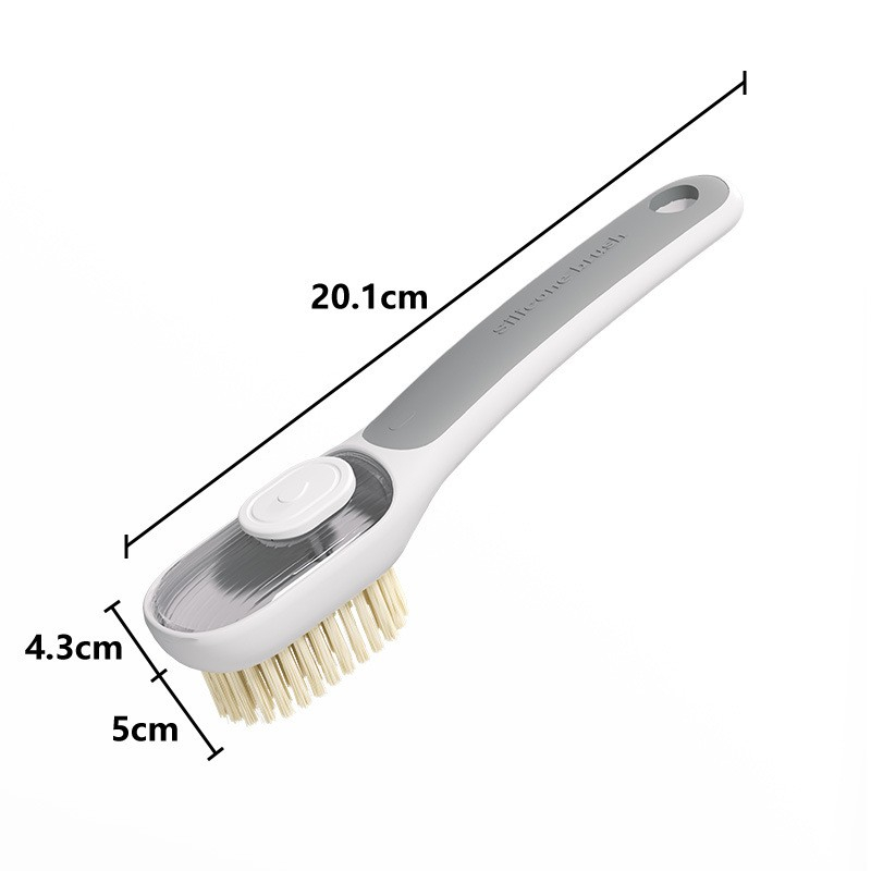 Perie multifunctionala 2 in 1, perie densa/perie din piele de caprioara, cu recipient lichid, maner lung, 20.1x 4.3 x 5 cm, gri [2]