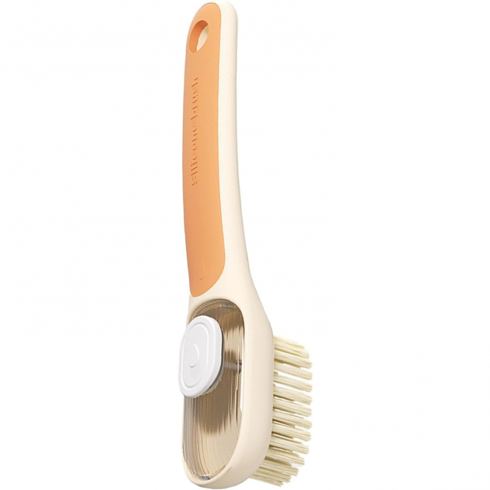 Perie multifunctionala 2 in 1, perie densa/perie din piele de caprioara, cu recipient lichid, maner lung, 20.1x 4.3 x 5 cm, portocaliu [7]