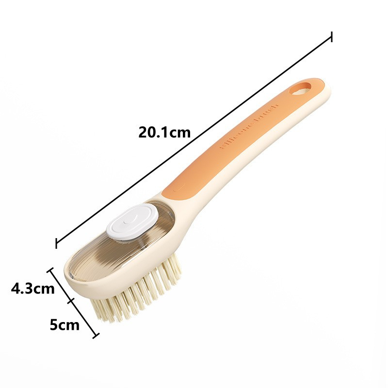 Perie multifunctionala 2 in 1, perie densa/perie din piele de caprioara, cu recipient lichid, maner lung, 20.1x 4.3 x 5 cm, portocaliu [2]