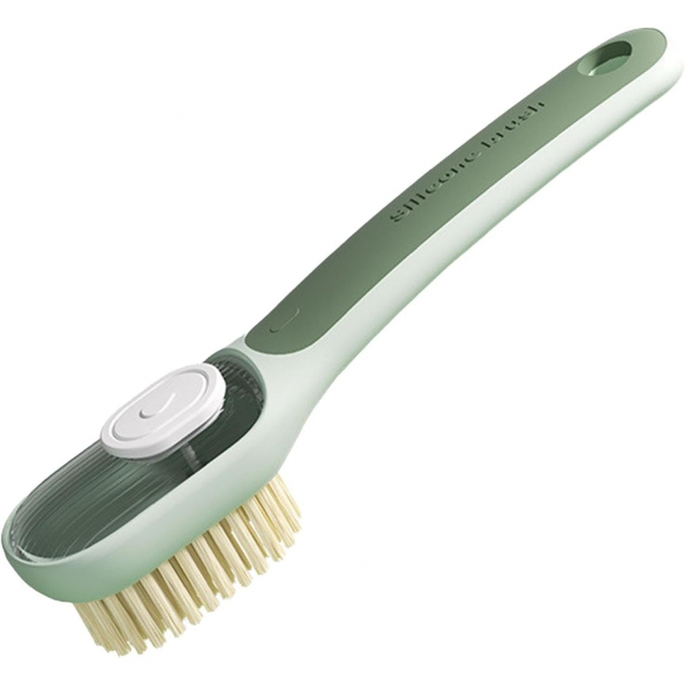 Perie multifunctionala 2 in 1, perie densa/perie din piele de caprioara, cu recipient lichid, maner lung, 20.1x 4.3 x 5 cm, verde [3]