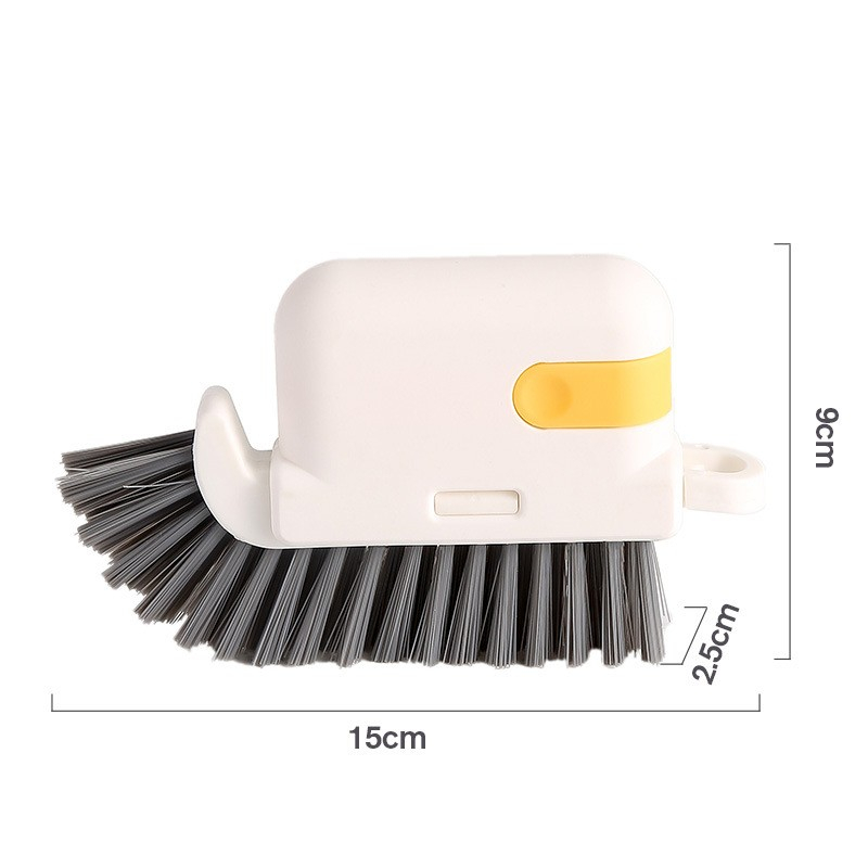 Perie multifunctionala 3 in 1 de curatare, pentru bucatarie, vesela, geamuri, cap detasabil, 9x15x2.5 cm, galben [2]