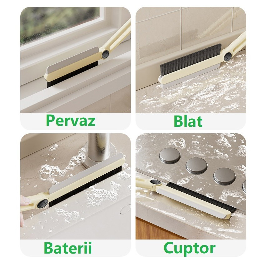 Perie multifunctionala si stergator, pentru spatii greu accesibile, 24.7 x 4.5 cm, alb laptos [9]
