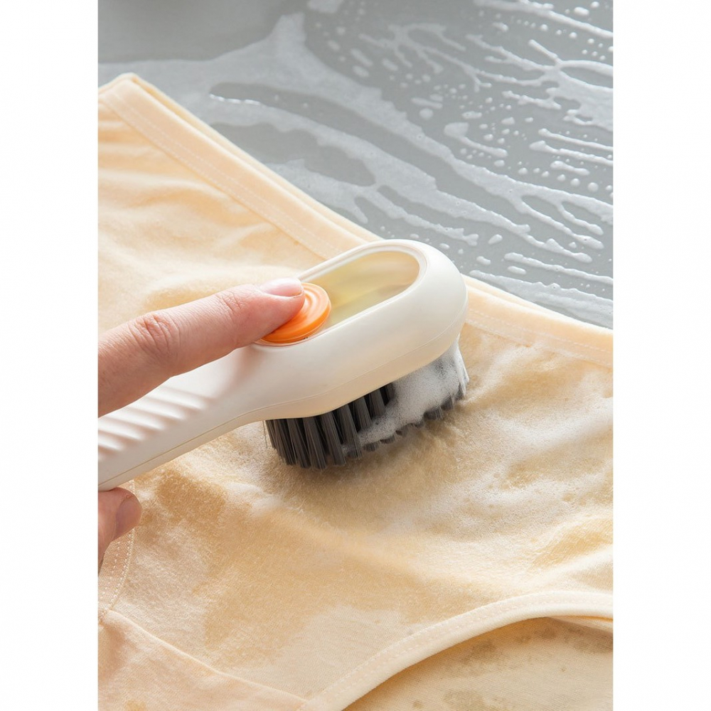 Perie pentru curatare incaltaminte cu recipient pentru detergent, perie multifunctionala pentru incaltaminte si lenjerie, cu peri moi, fara deteriorare, 17.3 x 4.5 x 6 cm, culoare alb [3]