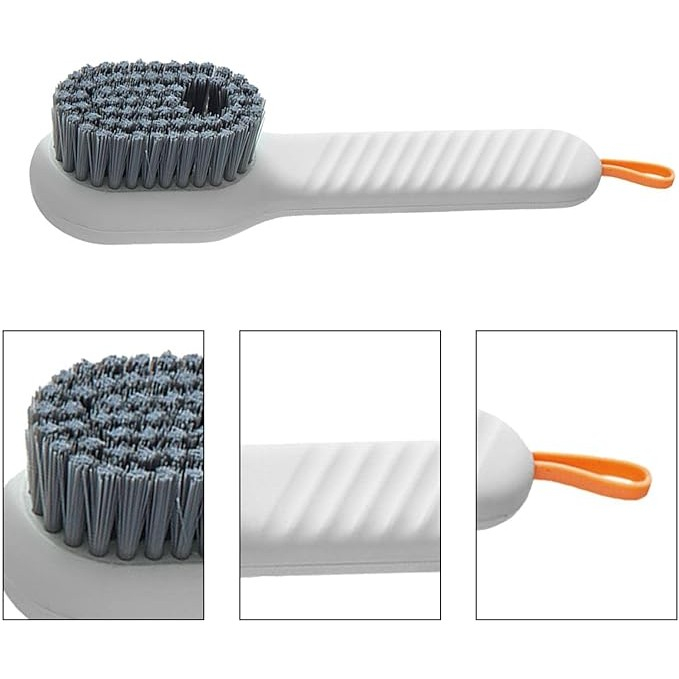 Perie pentru curatare incaltaminte cu recipient pentru detergent, perie multifunctionala pentru incaltaminte si lenjerie, cu peri moi, fara deteriorare, 17.3 x 4.5 x 6 cm, culoare alb [5]