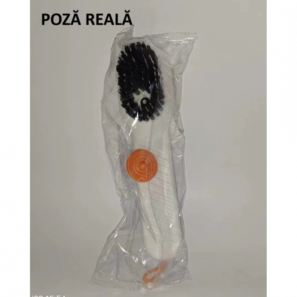 Perie pentru curatare incaltaminte cu recipient pentru detergent, perie multifunctionala pentru incaltaminte si lenjerie, cu peri moi, fara deteriorare, 17.3 x 4.5 x 6 cm, culoare alb [9]