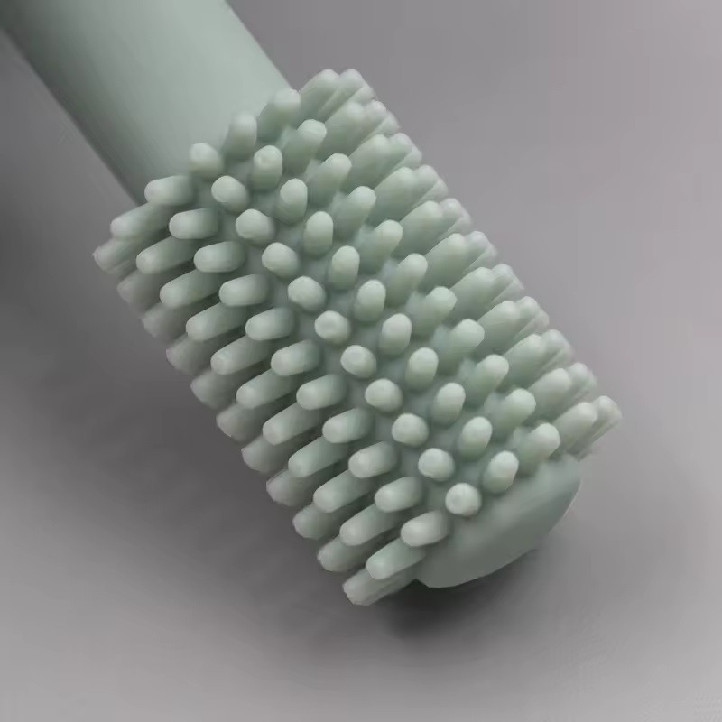 Periuta de dinti din silicon pentru bebelusi, fara bpa, 360 grade, bariera anti-inghitire, maner ergonomic, 12.5 x 15 cm, turcoaz [5]