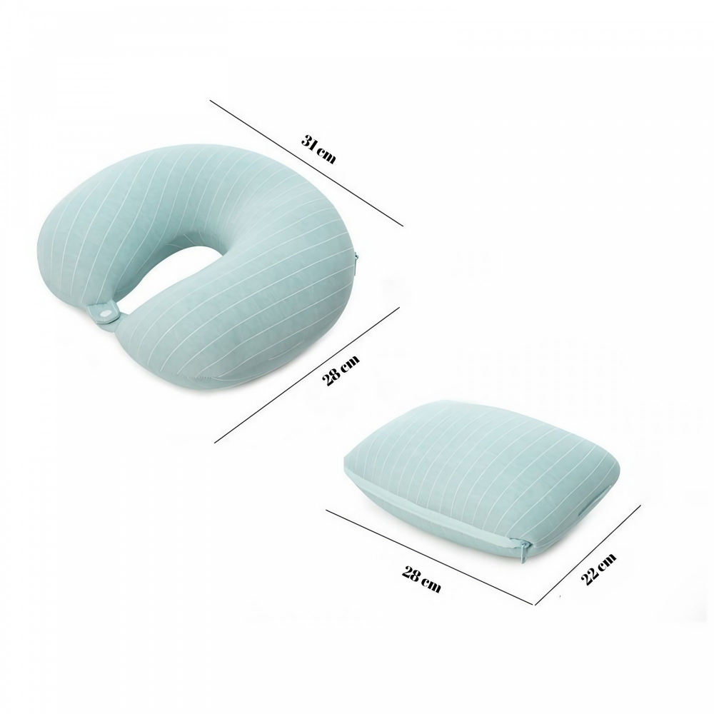 Perna de calatorie , 2 in 1, cu particule de spuma cu memorie, verde [2]