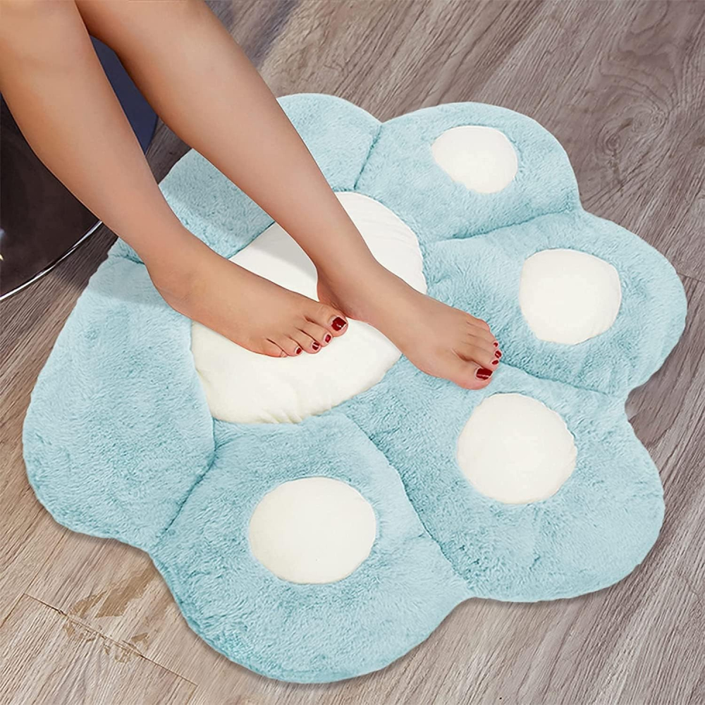 Perna decorativa, model laba de pisica, din plus, pentru scaun/canapea/podea, 80 x 70 cm, albastru deschis [4]