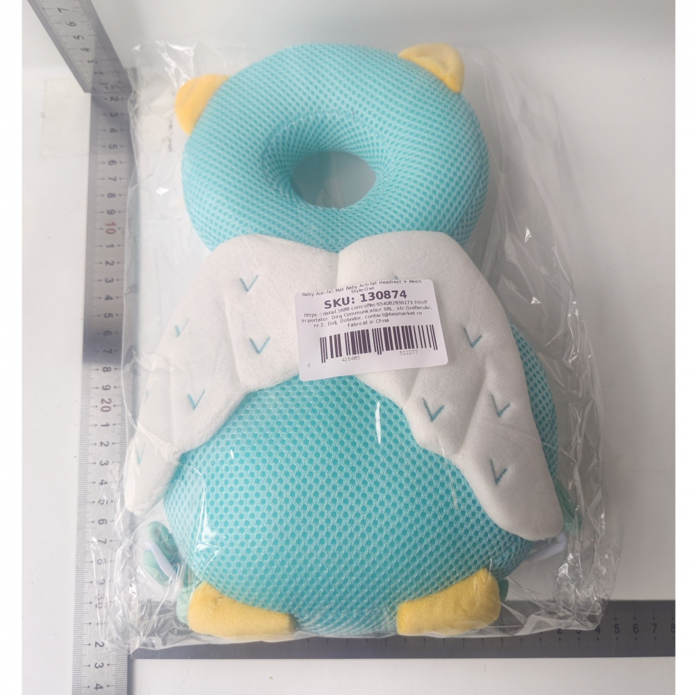 Perna tip rucsac pentru protectia capului, tetiera tip bufnita, design tip plasa, pentru bebelusi, 33x6x19 cm, 180 g, albastru [6]