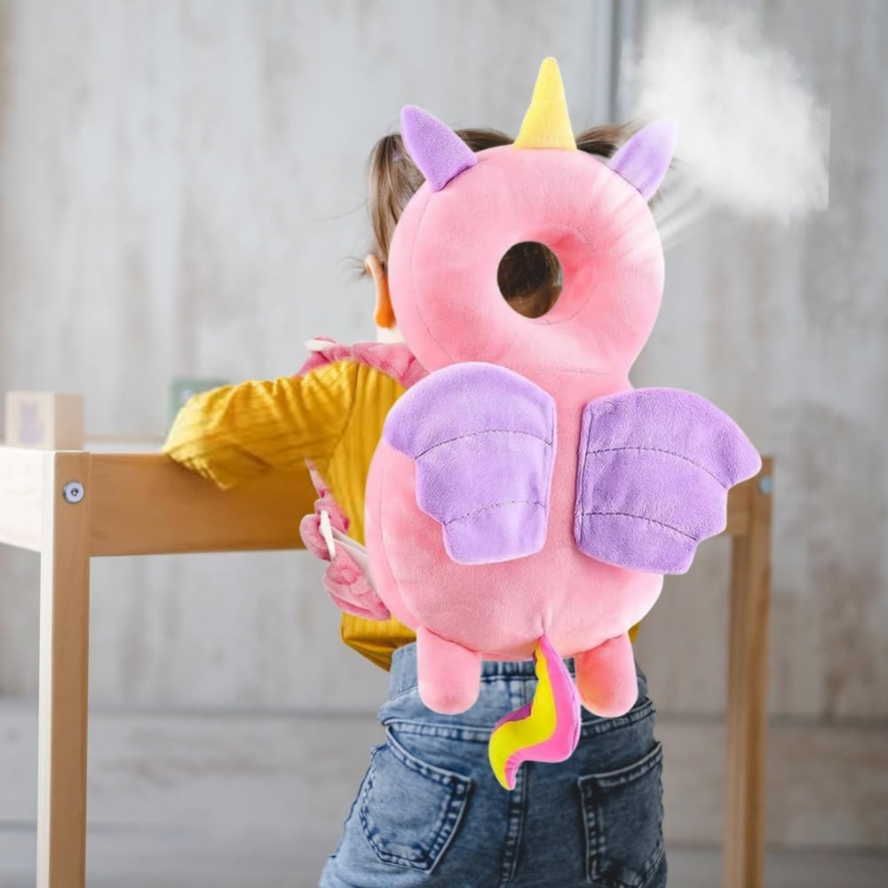 Perna tip rucsac pentru protectia capului, tetiera tip unicorn, pentru bebelusi, 33x6x19 cm, 180 g, roz [6]