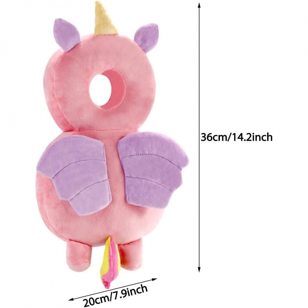 Perna tip rucsac pentru protectia capului, tetiera tip unicorn, pentru bebelusi, 33x6x19 cm, 180 g, roz [3]