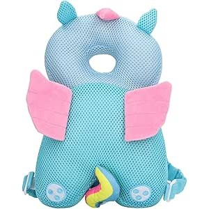 Perna tip rucsac pentru protectia capului, tetiera tip unicorn, pentru bebelusi, design tip plasa, 33x6x19 cm, 180 g, albastru [3]