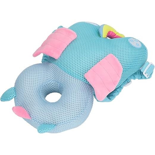Perna tip rucsac pentru protectia capului, tetiera tip unicorn, pentru bebelusi, design tip plasa, 33x6x19 cm, 180 g, albastru [2]