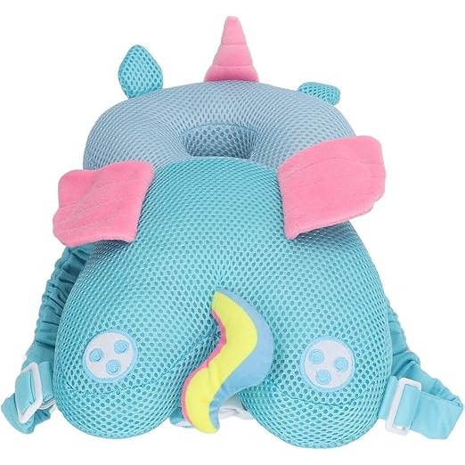 Perna tip rucsac pentru protectia capului, tetiera tip unicorn, pentru bebelusi, design tip plasa, 33x6x19 cm, 180 g, albastru [5]