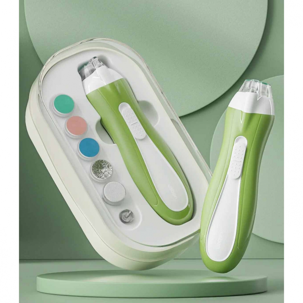 Pila electrica, pentru copii si bebelusi, din abs, 6 accesorii, cu lumina led, 9.5 x 6 x 17 cm, verde [3]