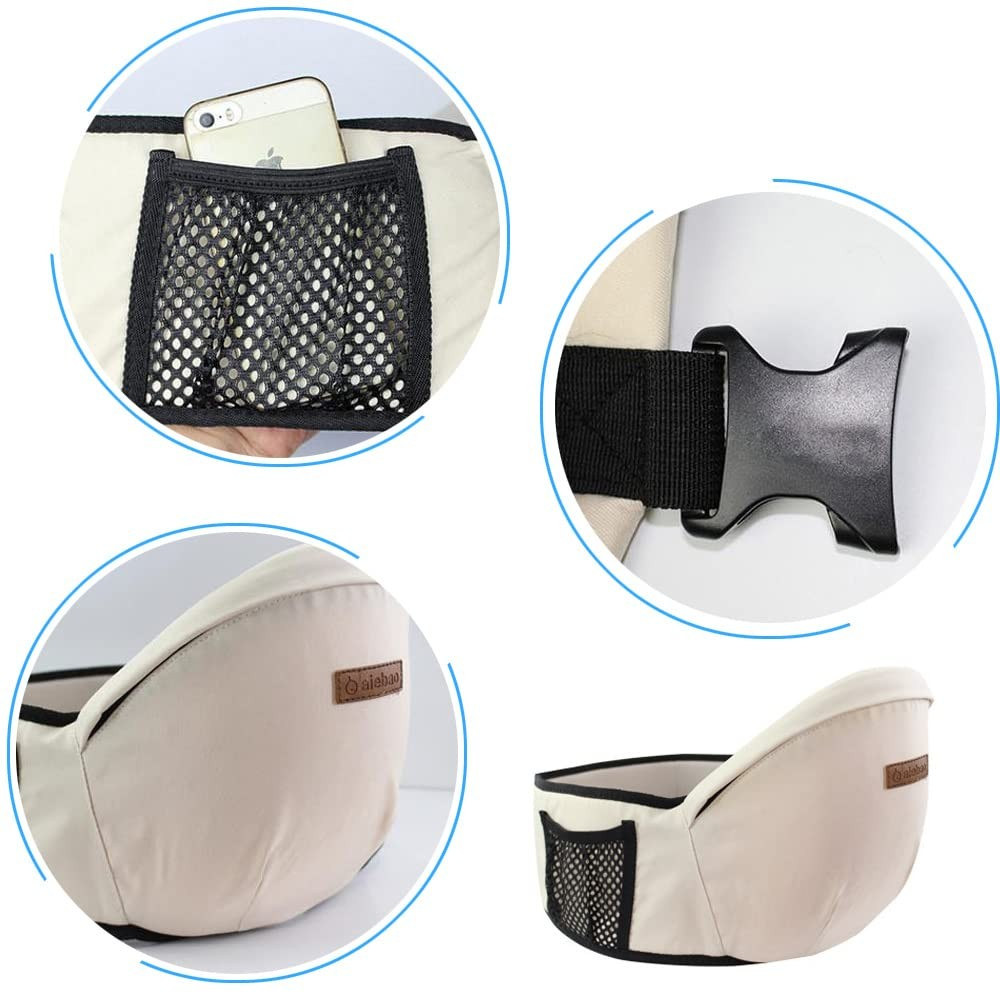 Port-bebe ergonomic ajustabil cu scaun, 3 pozitii, bumbac respirabil, pentru copii 0-3 ani, 20 kg maxim, 25 x 22 x 18 cm, gri [2]