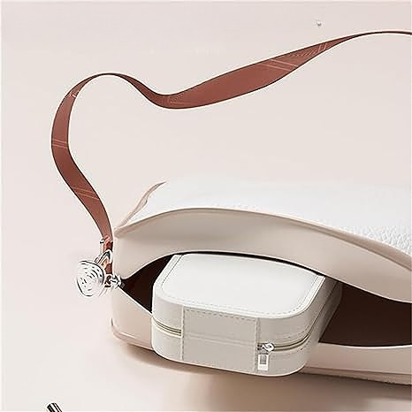 Portfard, geanta cosmetice, cu oglinda led, 3 moduri de lumina, incarcare usb, baterie 1200 mah, pentru organizarea cosmeticelor, 4 compartimente, imitatie piele, alb, 16.5x11.5x6 cm [5]
