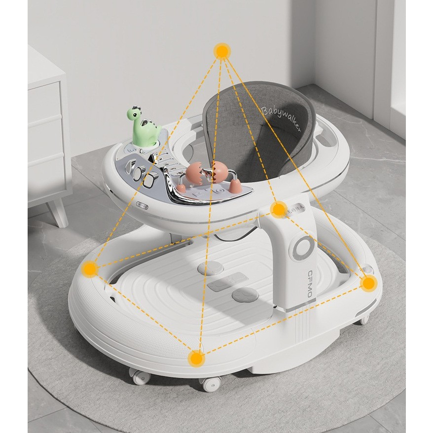 Premergator 4in1, antemergator, balansoar, scaun de masa, functie muzicala, din abs, roti universale, inaltime reglabila, sistem antirasturnare, greutate portanta 25 kg, +6 luni, alb [2]