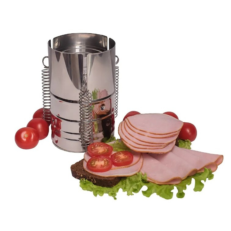 Presa din inox  pentru preparat sunca presata, cu capac, dimensiune reglabila in 3 trepte, 15 x 15 x 18 cm, argintiu [10]