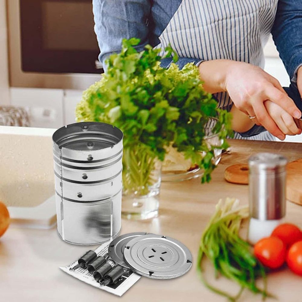 Presa din inox  pentru preparat sunca presata, cu capac, dimensiune reglabila in 3 trepte, 15 x 15 x 18 cm, argintiu [9]