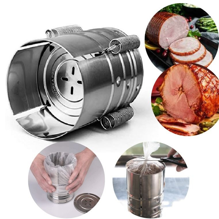 Presa din inox  pentru preparat sunca presata, cu capac, dimensiune reglabila in 3 trepte, 15 x 15 x 18 cm, argintiu [2]