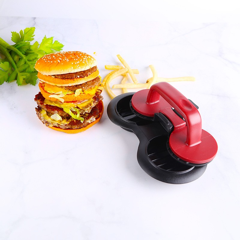 Presa dubla pentru hamburgeri 2 in 1, forma si presa, cu maner, material abs, 20x10 cm, 140 g, negru [2]