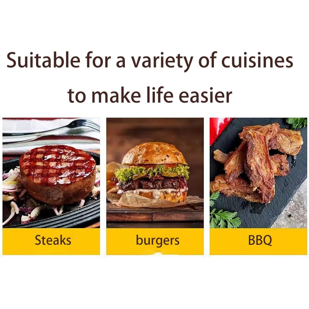 Presa manuala pentru carne, din aliaj de aluminiu, maner din lemn, presa pentru burgeri, usor de curatat si folosit, patrata, 16x16x6 cm, gri [5]